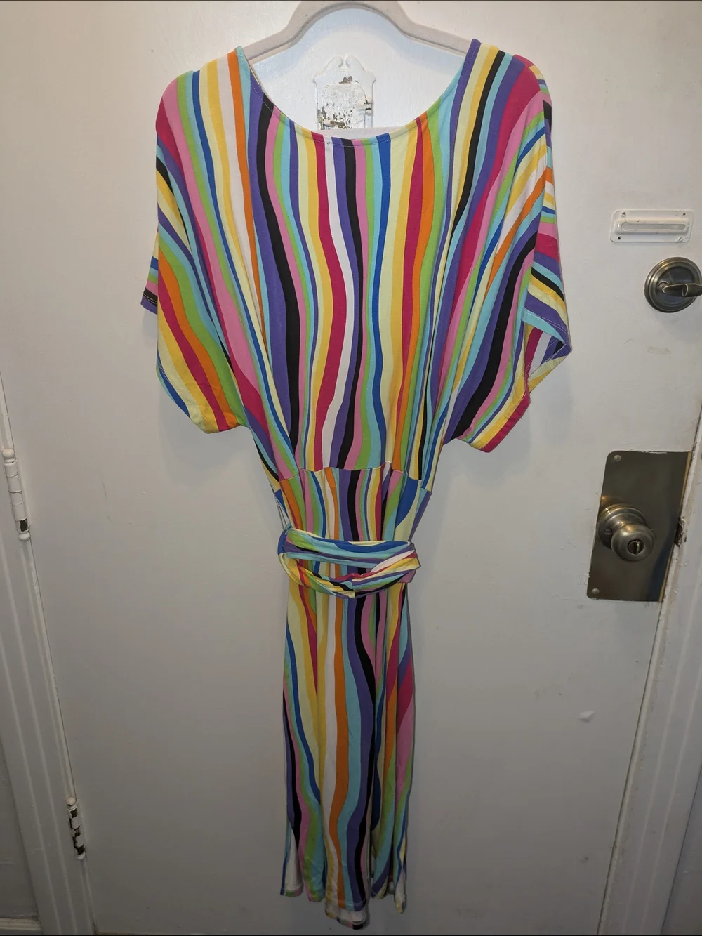 Eloquii Bright Multicolor Striped Midi Dress Size 16 NWOT